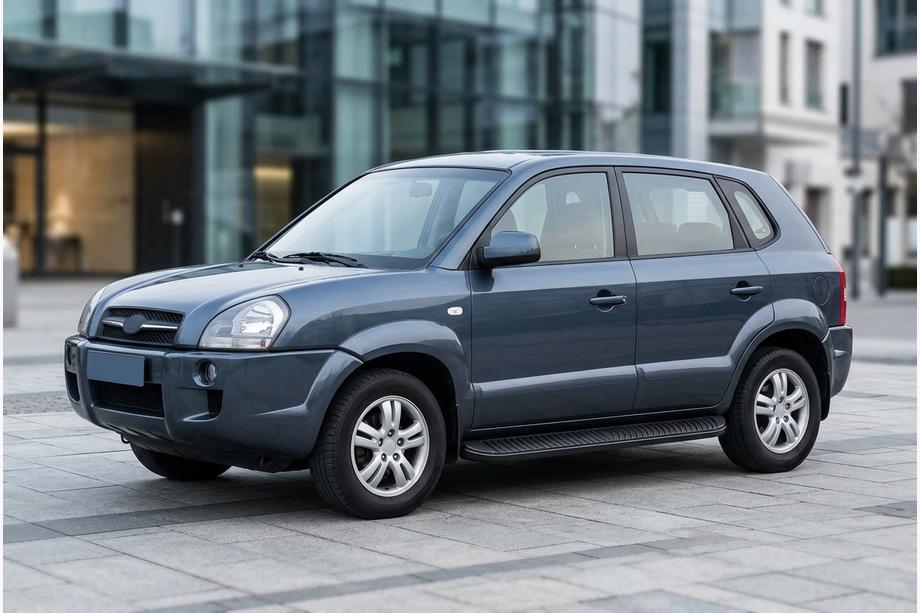 Hyundai Tucson JM 2004– Side steps Tayga Black (2 stuks, aluminium) Image