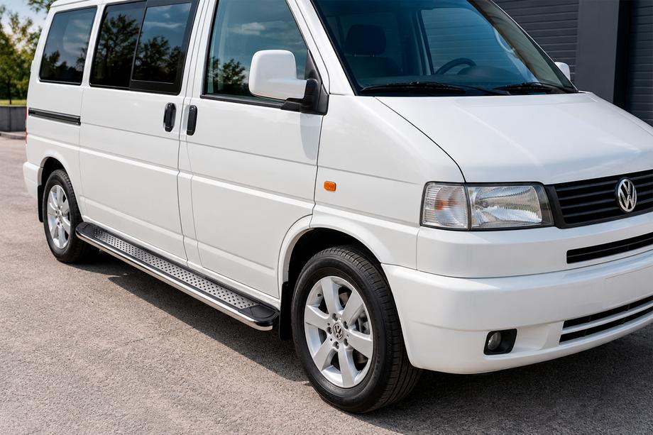 Volkswagen T4 Caravelle/Multivan 1990–2003 Zijtreden Maydos V2 (2 st., aluminium/RVS) Korte wielbasis Image