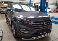Hyundai Tucson TL 2016–2021 Voorbeschermbeugel ST014 (RVS) Ø60/42 mm foto 2