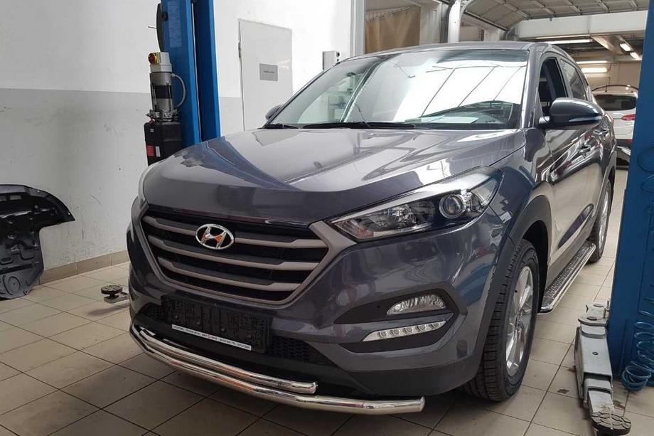 Hyundai Tucson TL 2016–2021 Voorbeschermbeugel ST014 (RVS) Ø60/42 mm Image