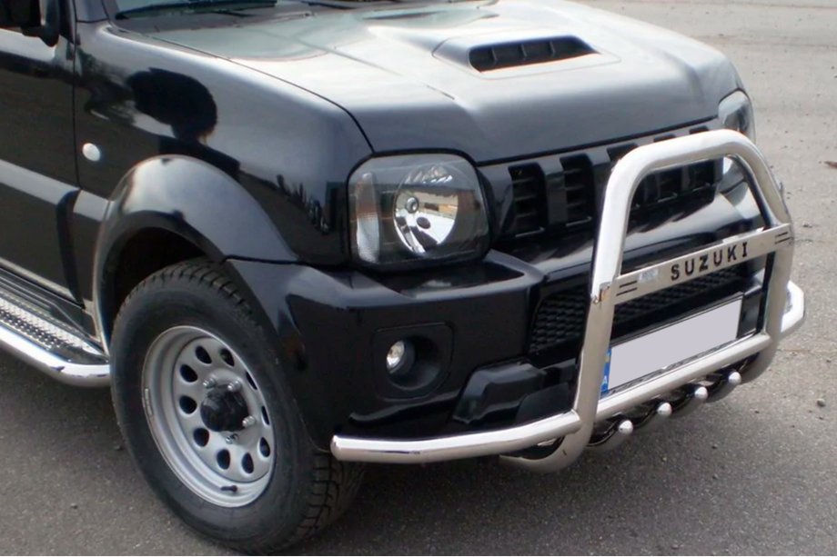 Suzuki Jimny 1998–2018 Bullbar QT007-Exclusive (met opschrift, RVS) Foto 4