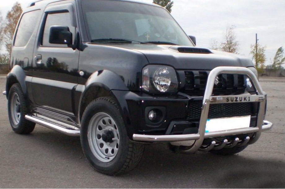 Suzuki Jimny 1998–2018 Bullbar QT007-Exclusive (met opschrift, RVS) Foto 2