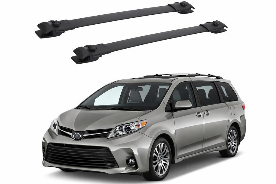 Toyota Sienna 2010–2020 Dakdragers (dwarsdragers) zwart voor standaard dakrails OEM (Aluminium) Image