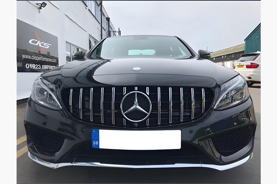 Mercedes C-klasse W205 2014–2021 Panamericana GT voorgrille (voor Avantgarde/AMG-Line/C43 AMG) 2018+, zonder camera Foto 7