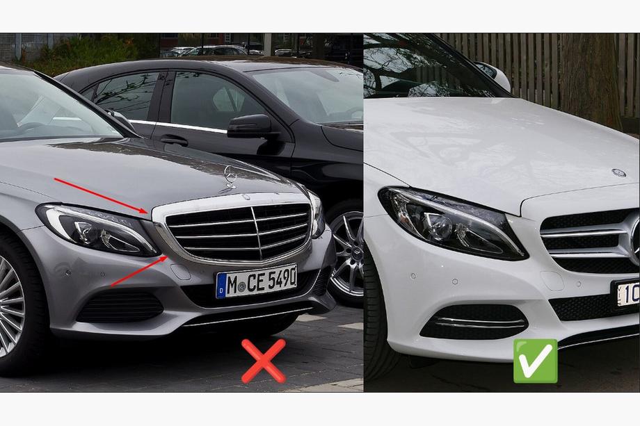 Mercedes C-klasse W205 2014–2021 Panamericana GT voorgrille (voor Avantgarde/AMG-Line/C43 AMG) 2018+, zonder camera Foto 4