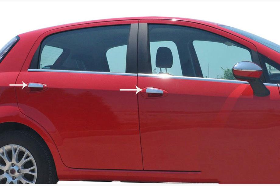 Fiat Punto Grande/EVO 2006–2018 RVS deurgreep covers (4-deurs) OmsaLine - Italiaans roestvrij staal Image