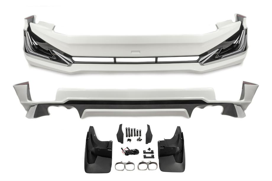 Toyota Land Cruiser Prado 150 2009–2023 Modelista V3-LED voor- en achterbumper lip kit (2017-) Zwarte kleur Image