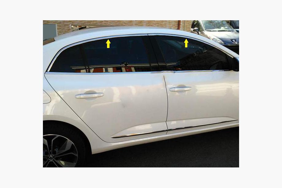 Renault Megane IV 2016–2025 Bovenste raamomlijsting (Sedan, 6-delig, RVS) Image