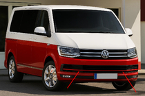 Volkswagen T6 2015–2024 Grillelijsten voor bumper 2015-2019 (3 stuks, rood) foto 1