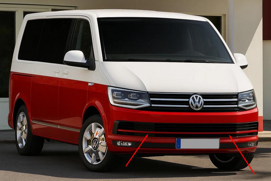 Volkswagen T6 2015–2024 Grillelijsten voor bumper 2015-2019 (3 stuks, rood) Image