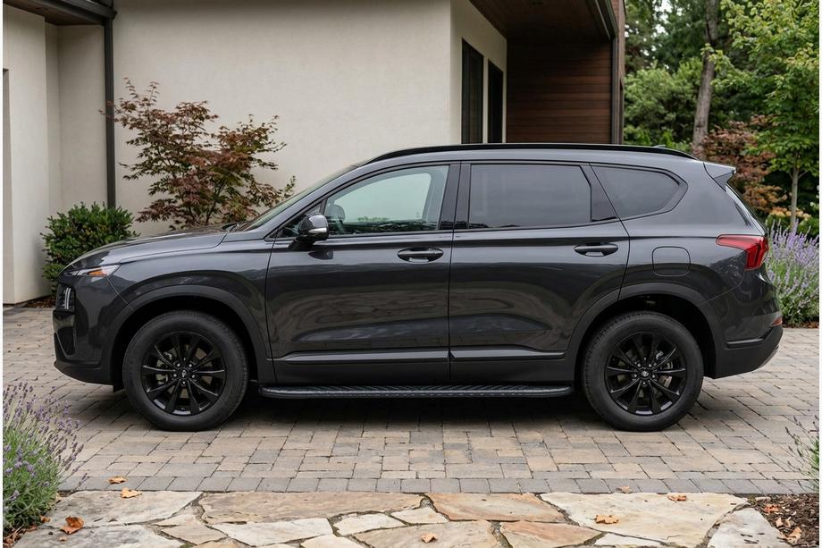 Hyundai Santa Fe 4 2018–2023 Side steps Bosphore Black (set van 2, aluminium) Image