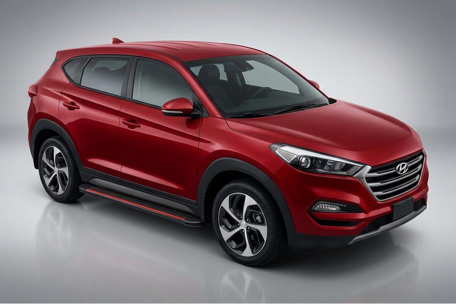 Hyundai Tucson TL 2016–2021 Maya Red-Black side steps (2 stuks, aluminium) Image