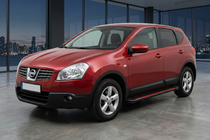Nissan Qashqai 2007–2010 Maya Red-Black side steps (2 stuks, aluminium) foto 1