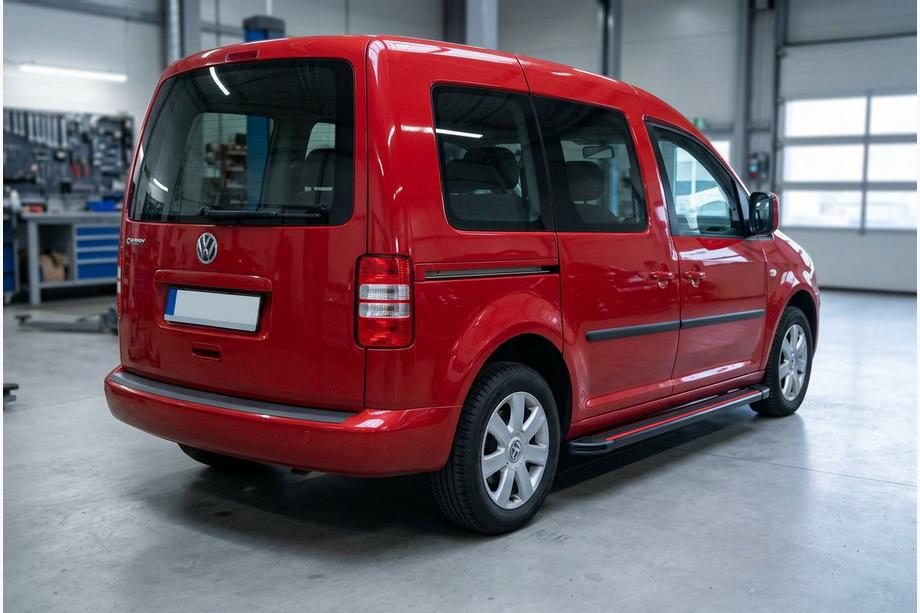 Volkswagen Caddy 2004–2010 Side steps Maya Red (2 stuks, aluminium) Maxi basis Image