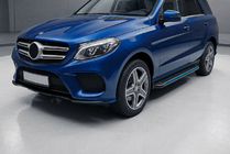Mercedes GLE/ML-klasse W166 2011–2018 Maya Blue sidesteps (2 stuks, aluminium) foto 1
