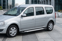 Renault Logan MCV 2005–2013 Zijsteps Allmond Grey (2 stuks, aluminium) foto 3