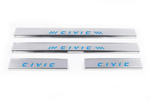 Honda Civic 1995–2001 Blauwe dorpellijsten (Carmos, 4 stuks, RVS) foto 2