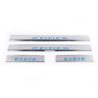 Blauwe dorpellijsten (Carmos, 4 stuks, RVS) Honda Civic 1995–2001 foto 2