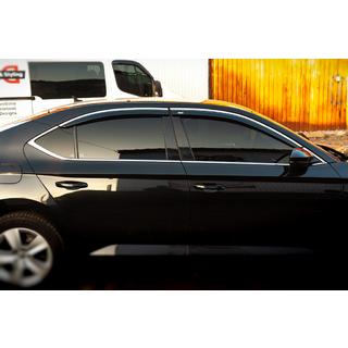 Raamdeflectoren met chromen sierlijst SD (4 stuks, Niken) Skoda Superb 2015–2024 foto 3