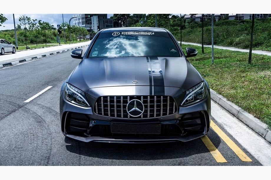 Mercedes C-klasse W205 2014–2021 Bodykit set met volledige achterbumper (Black Mamba C63GT-design) Foto 2