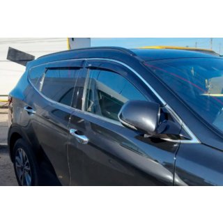 Raamdeflectors met chroomstrip (4 stuks, HIC) Hyundai Santa Fe 4 2018–2023 foto 1