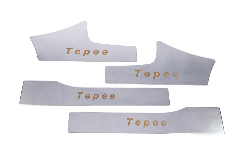 Peugeot Partner Tepee 2008–2018 Instaplijsten voor binnendorpels Carmos (RVS) Set van 4 stuks, Carmos – Turks staal Foto 2