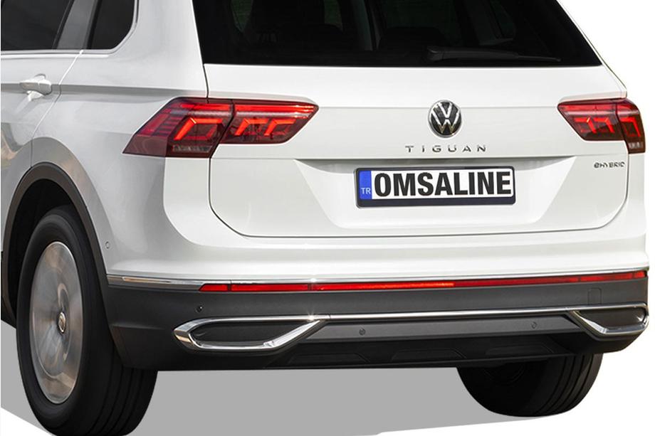 Volkswagen Tiguan 2016–2023 Sierlijsten met uitlaatsierstuk-imitatie 2020+ (3 stuks, RVS) Image