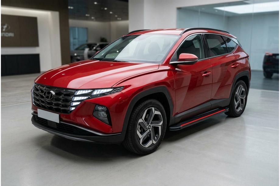 Hyundai Tucson NX4 2021– Side steps Maya Red (2 stuks, aluminium) Image