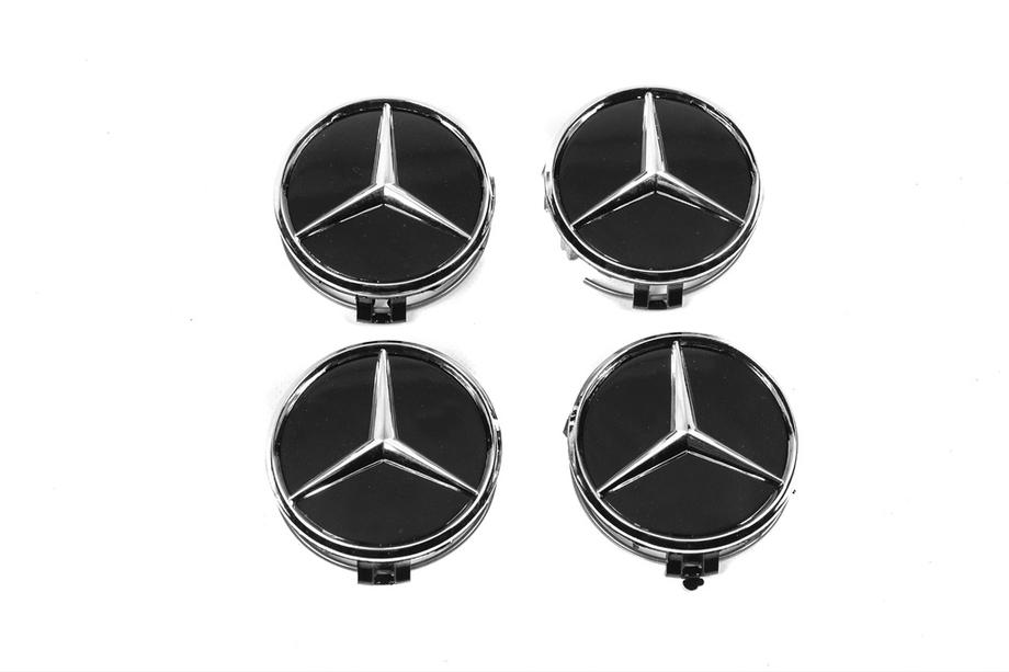 Mercedes-Benz Naafdoppen voor velgen 70/75 mm met ring (set van 4, zwart) Foto 2