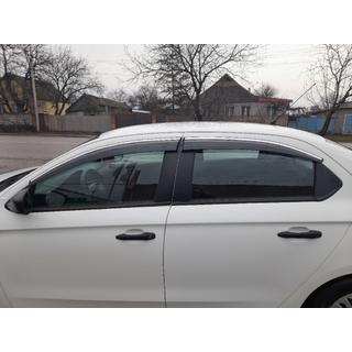 Raamdeflectoren met chromen sierlijst (4 stuks, Sunplex Chrome) Peugeot 301 2012– foto 1
