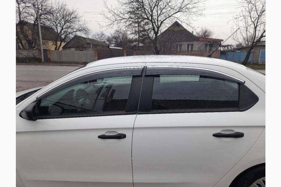Peugeot 301 2012– Raamdeflectoren met chromen sierlijst (4 stuks, Sunplex Chrome) Image