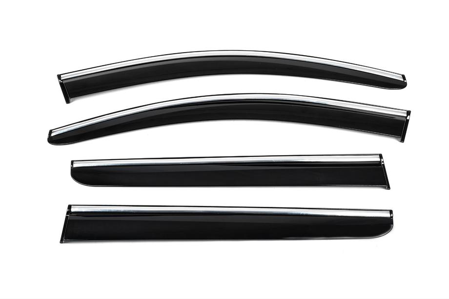 Ford Courier 2014–2023 Raamdeflectoren met chromen sierlijst (4 stuks, Sunplex Chrome) Foto 5