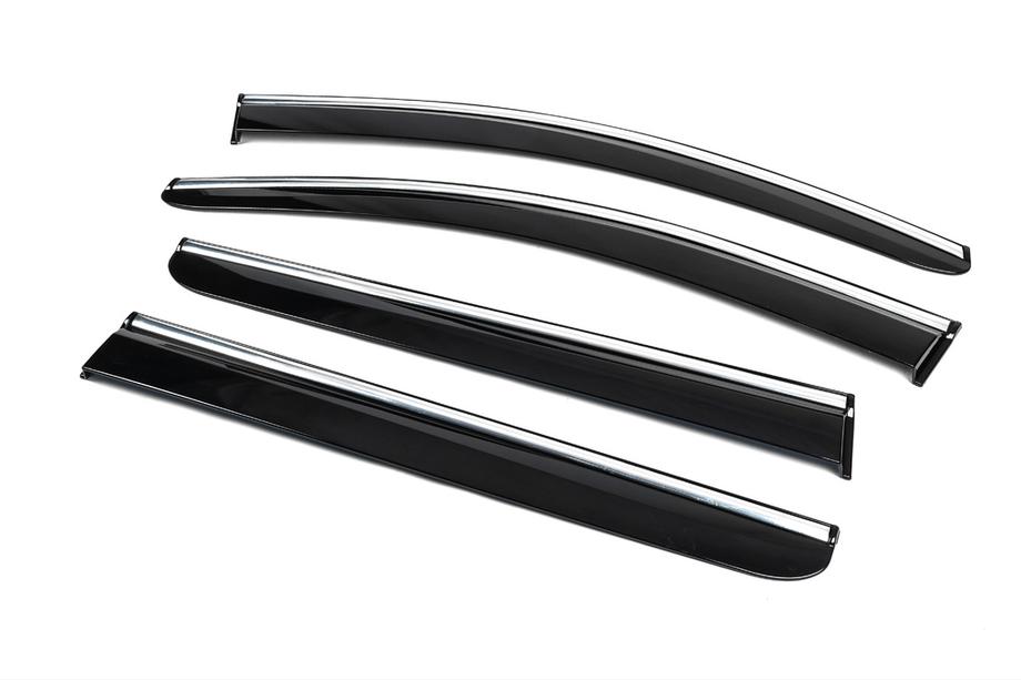 Ford Courier 2014–2023 Raamdeflectoren met chromen sierlijst (4 stuks, Sunplex Chrome) Foto 6