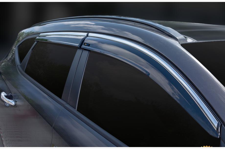 Hyundai Tucson TL 2016–2021 Raamdeflectoren met chromen sierlijst (4 stuks, Sunplex Chrome) Foto 4