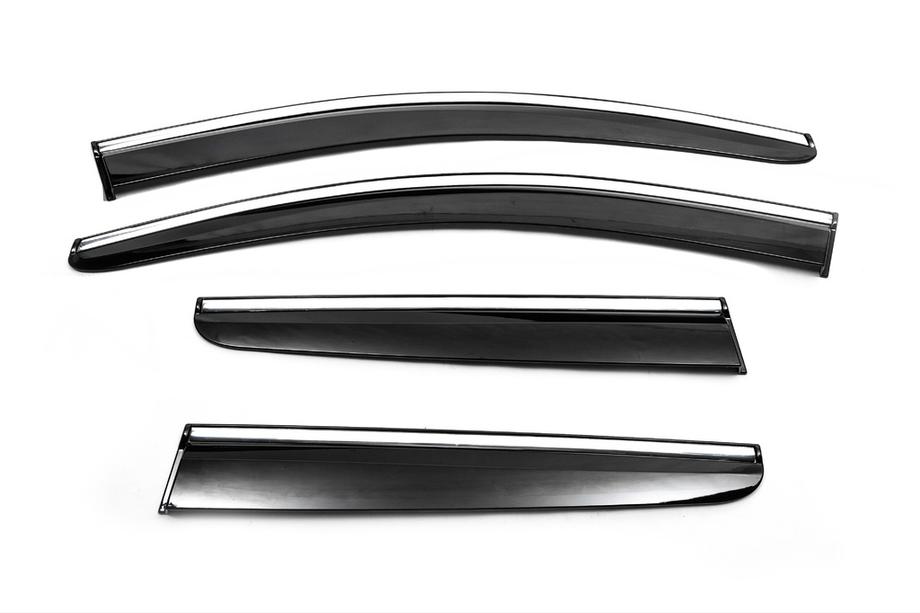 Nissan Qashqai 2010–2014 Raamdeflectoren met chromen sierlijst (4 stuks, Sunplex Chrome) Foto 2