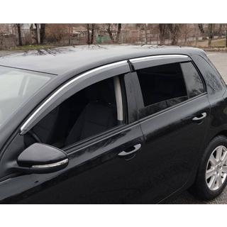 Raamwindschermen met chroomstrip HB (4 st., Sunplex Chrome) Volkswagen Golf 6 2008–2014 foto 1