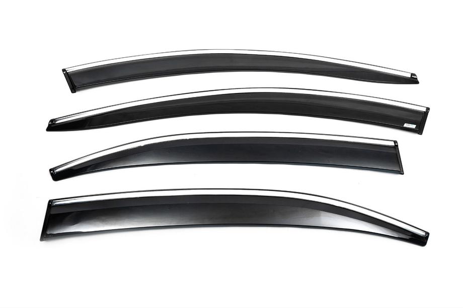 Volkswagen Jetta 2011–2018 Raamdeflectoren met chromen sierlijst (4 stuks, Sunplex Chrome) Foto 3