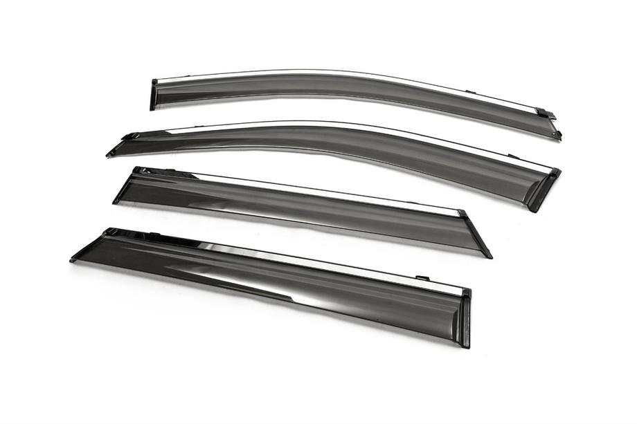 Hyundai Santa Fe 3 2012–2018 Winddeflectoren met chromen sierlijst (4 stuks, BK) Image
