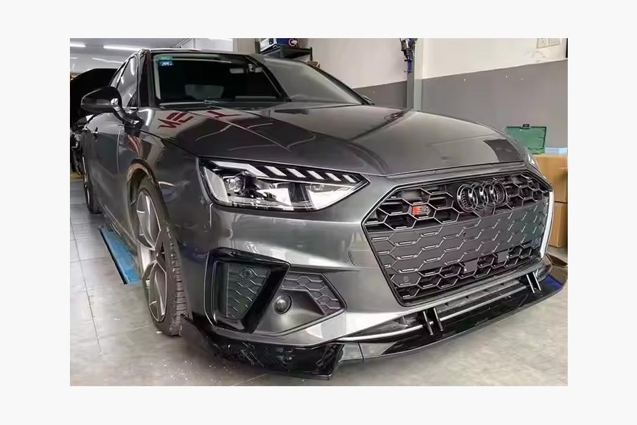 Audi A4 B9 2015–2024 Voorbumper lip spoiler 2021-2023 (zwart) Image