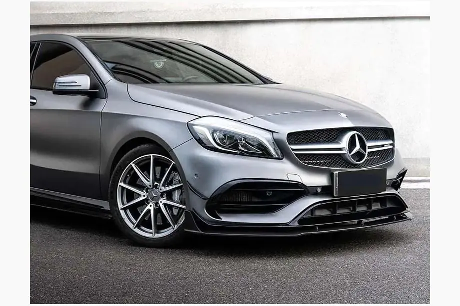 Mercedes A-Klasse W176 2012–2018 Voorbumper lipspoiler (voor AMG-Line / A45 AMG HB 2016-2018, zwart) Image