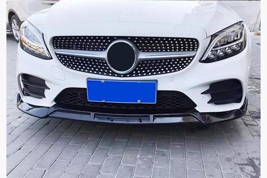 Mercedes C-klasse W205 2014–2021 Voorbumper lipspoiler V2 1234 Upgrade (zwart, 2018-2021) Foto 3