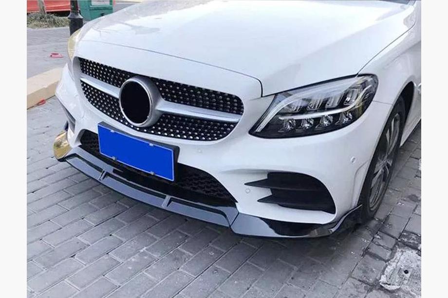 Mercedes C-klasse W205 2014–2021 Voorbumper lipspoiler V2 1234 Upgrade (zwart, 2018-2021) Foto 2