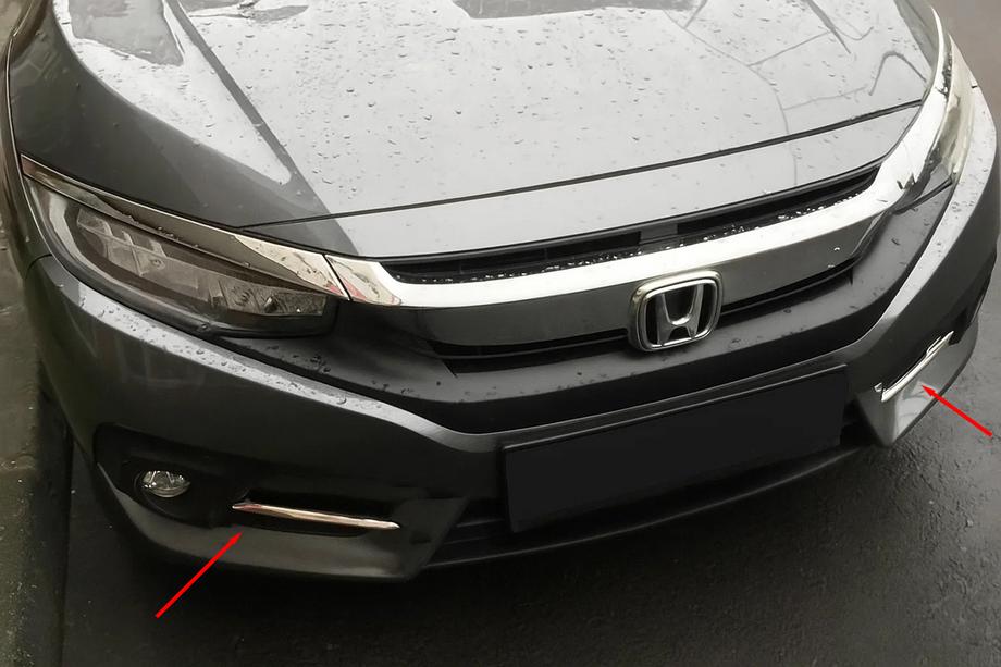 Honda Civic Sedan X 2016–2021 Carmos RVS sierlijsten voor mistlampen (set 2 st.) Image