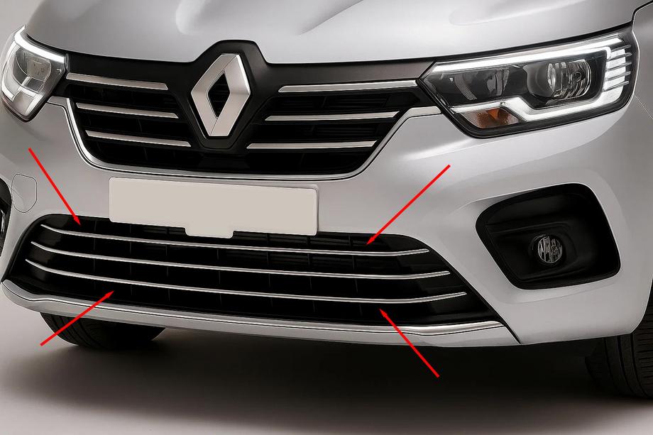 Renault Kangoo/Express 2021– Bumpergrille sierlijsten set (3-delig, RVS) Image