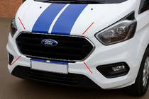 Ford Custom 2013–2022 RVS sierlijsten voor bumpergrille 2018+ (4-delig) OmsaLine - Italiaans roestvrij staal foto 1